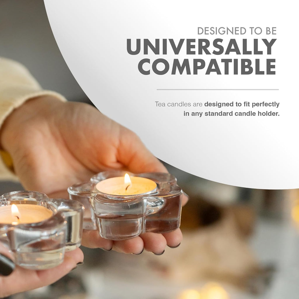 50 Unscented White Tea Lights – 4 Hour Burn, Smoke-Free