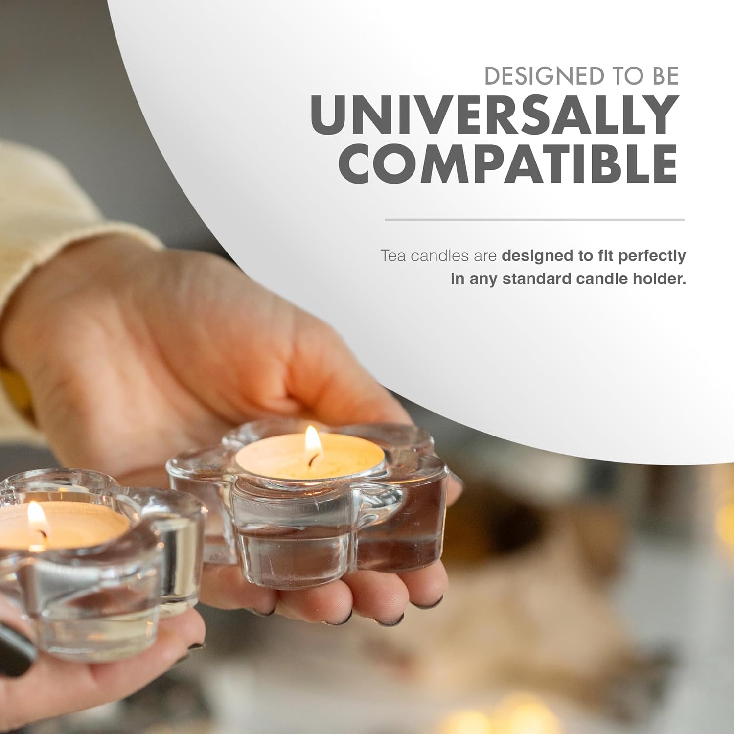 50 Unscented White Tea Lights – 4 Hour Burn, Smoke-Free