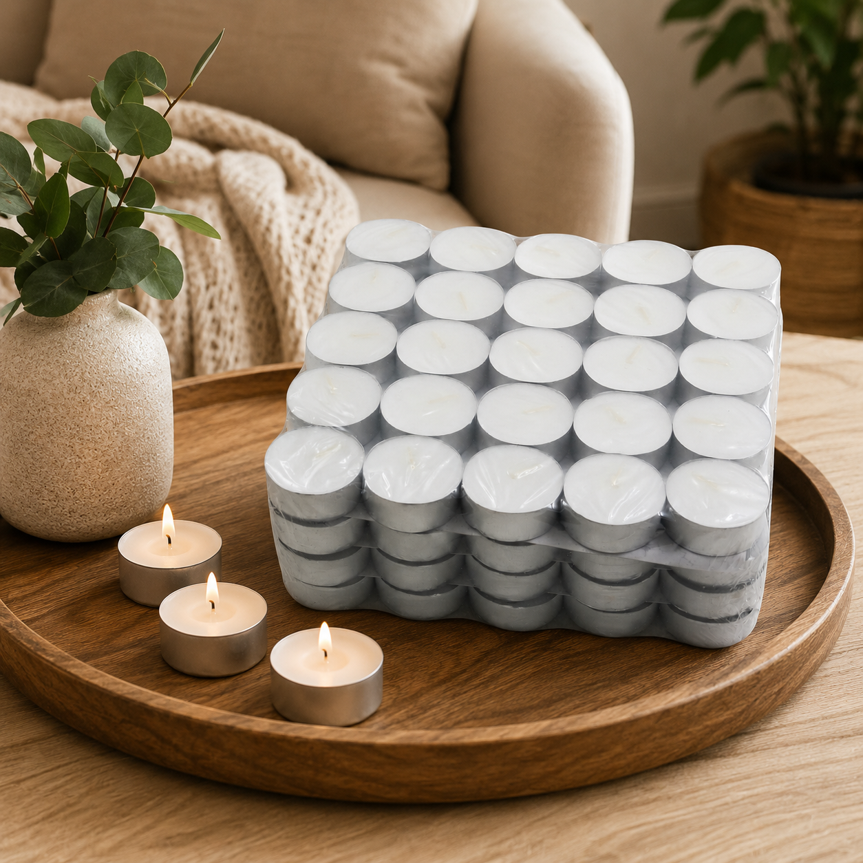Unscented Tea Light Candles – Pack of 50