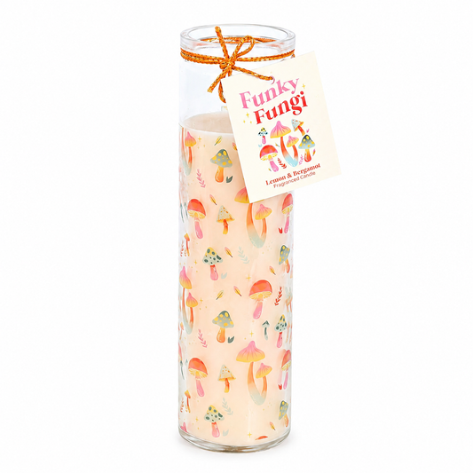 Funky Fungi Lemon & Bergamot Mushroom Print Tube Candle